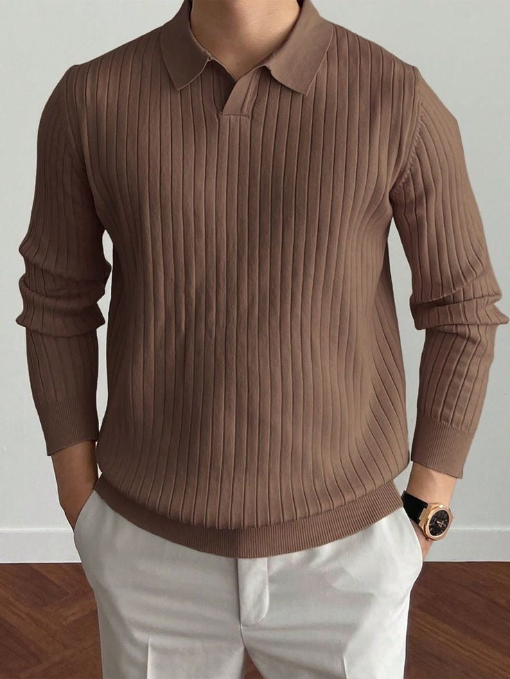 Brown Long Sleeve Collar